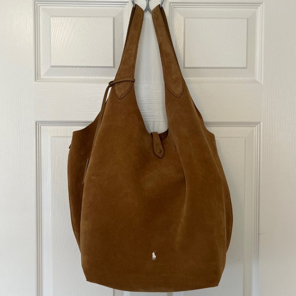 POLO RALPH LAUREN Polo Play Suede Large Tote Bag (NWT) Caramel